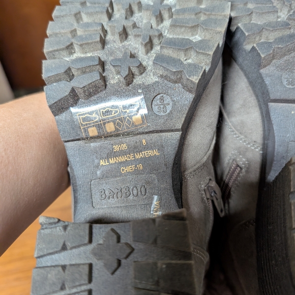 BAMBOO Gray Lace Up Boots with Chunky Heel - Picture 8 of 8